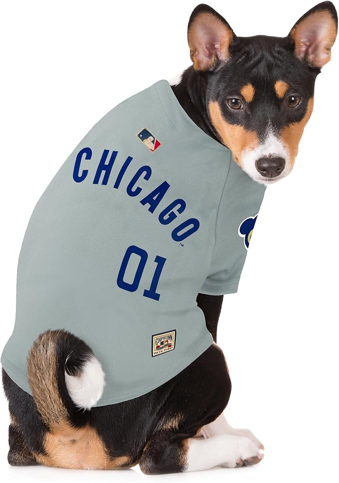 MLB Chicago Cubs Vintage Throwback Jersey for Dogs & Cats in Team Color. Comfortable Polycotton Material, Large
