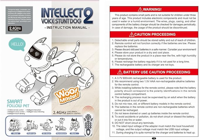 PRANITE Children's Remote Control Robot Dog, Programmable Toy Touch Interactive, Music Interactive Toy, with Follow Mode [Yellow]
