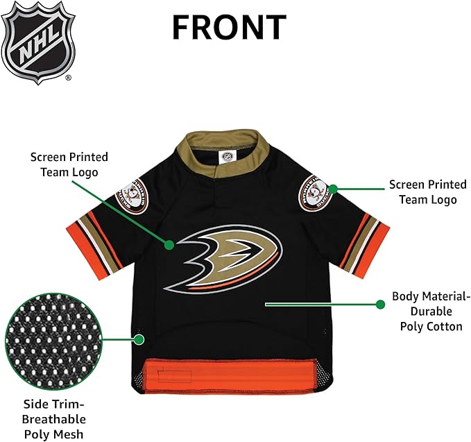 Pets First NHL Anaheim Ducks Jersey for Dogs & Cats, X-Small. - Let Your Pet Be A Real NHL Fan!