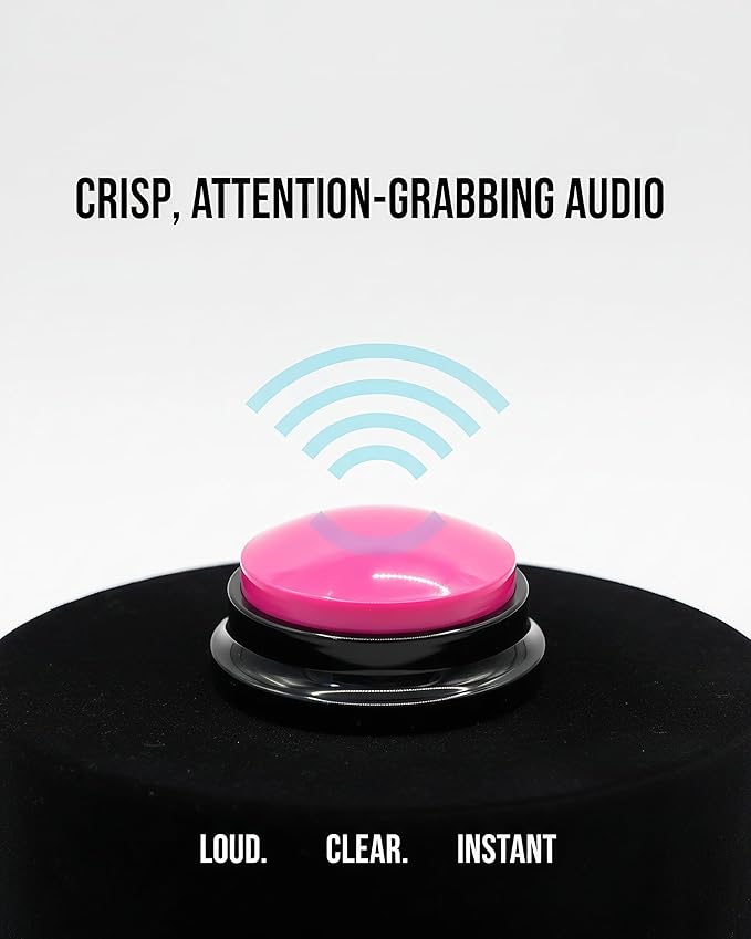 Dog Talk Buttons Voice Recording Button for Communication and Pet Training 30-Second Record & Playback Talking Button for Study, Office, Family, and Kids (Pink, one)