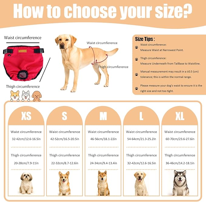 2-Pack Dog Diapers Female |Puppy Essentials Washable & Reusable,Suitable for Period Diapers, Dog Pants to Prevent Licking（Black&red）（XL）