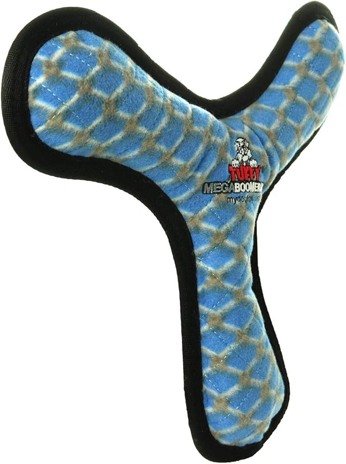 TUFFY - World's Tuffest Soft Dog Toy - MEGA -Multiple Layers. Made Durable, Strong & Tough. Interactive Play (Tug, Toss & Fetch). Machine Washable & Floats (Boomerang Chain Link, Large 2 Pack)