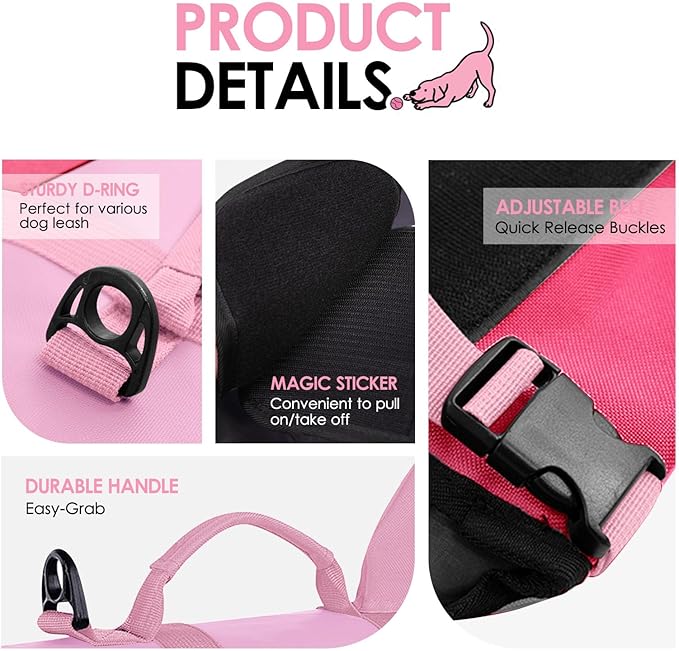 AOFITEE Dog Life Jacket, Dog Life Vest for Swimming, Reflective Puppy Safety Vest with Superior Buoyancy and Rescue Handle, Adjustable Dogs Swimsuit Float Coat for Small Dogs, Pink Shark XS