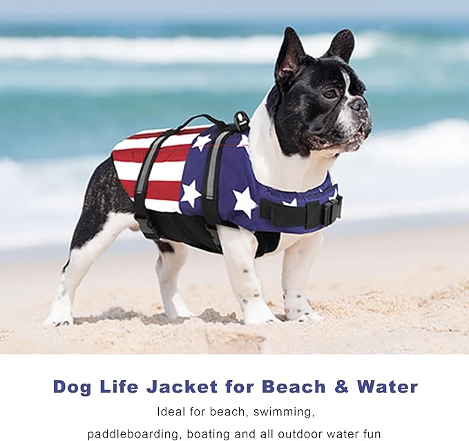 Doglay Dog Life Jacket, Dog Life Vest for Swimming Boating, Adjustable Puppy Life Jacket with Reflective Stripes, Superior Buoyancy Pet Swimming Vest for Small Medium and Large Dogs