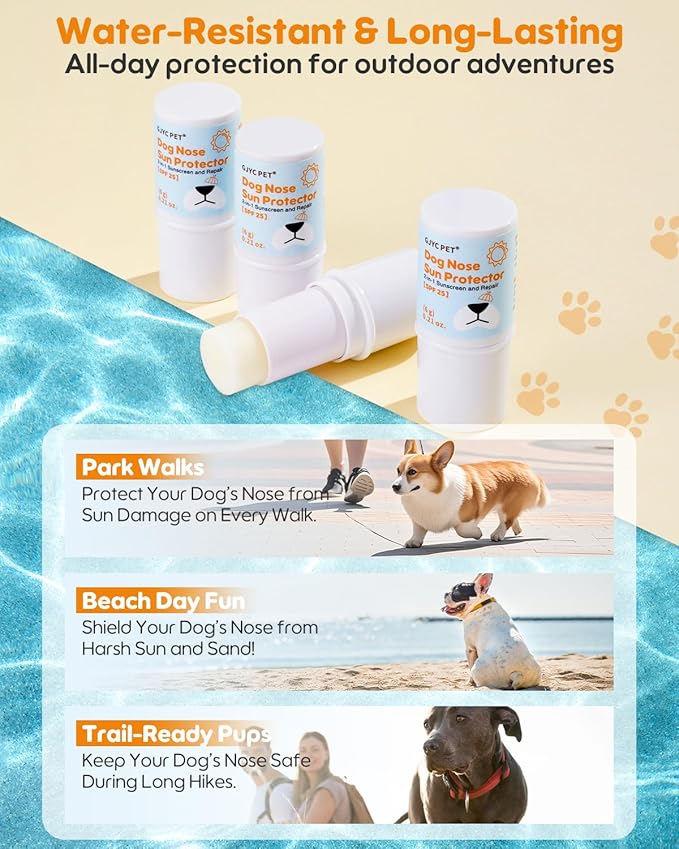 Dog Nose Sunscreen Balm SPF 25 – Natural, Lick-Safe Sun Protection with Shea Butter & Sea Buckthorn – Moisturizes & Shields Sensitive Noses – Fragrance-Free