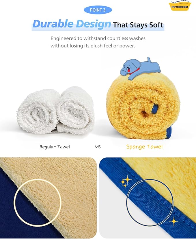 PETHROOM Ultra Absorbent Pet Towel | Quick-Drying, Soft Microfiber Dog & Cat Bath Towel | Lightweight, Durable, Fast Water-Soaking | Ideal for All Breeds (Medium) 15.7" x 31.5" (Pack of 2)
