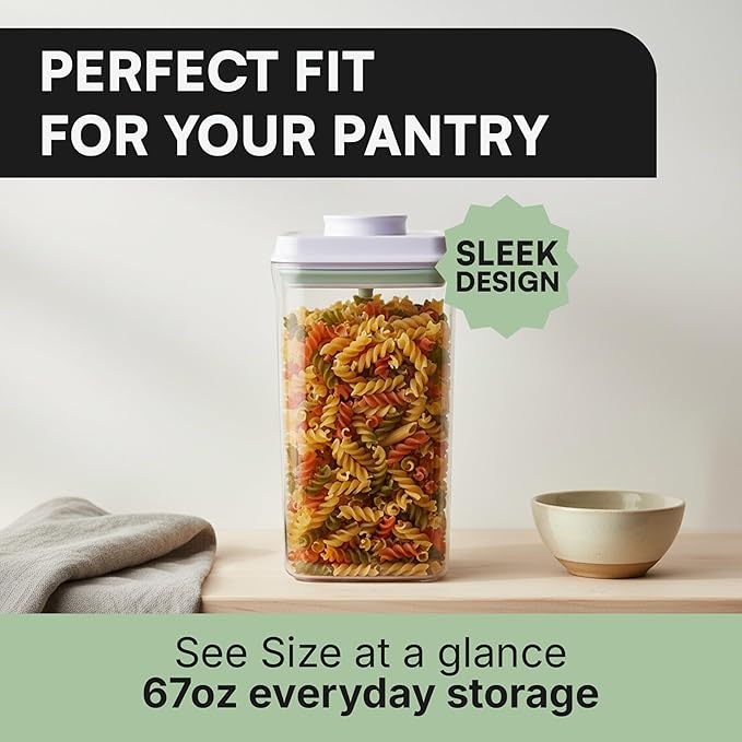 Bop Top Airtight Food Storage Containers with Lid 67 oz | Kitchen Canister Sets | Air Tight Pantry Container | Pop Top Dry Food Storage Containers for Snacks, Sugar, Flour, Baking, Cereal, Pasta