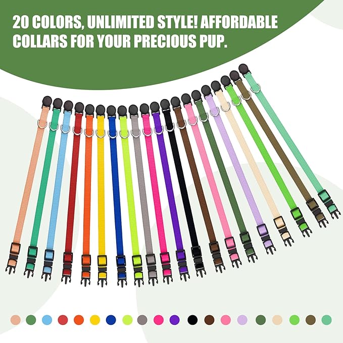 20 PCS Puppy Collars for Litter,Puppy Collars for Small Puppies,Nylon Breakaway ID Collar Whelping Litter Collars(M)