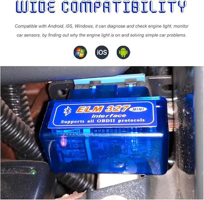 2 PCS ELM327 OBDII Car Auto Diagnostic Scanner, Mini ELM327 Interface Bluetooth Engine Fault Code Reader, Professional Wireless Failure Detector Compatible with OBD2 Vehicles