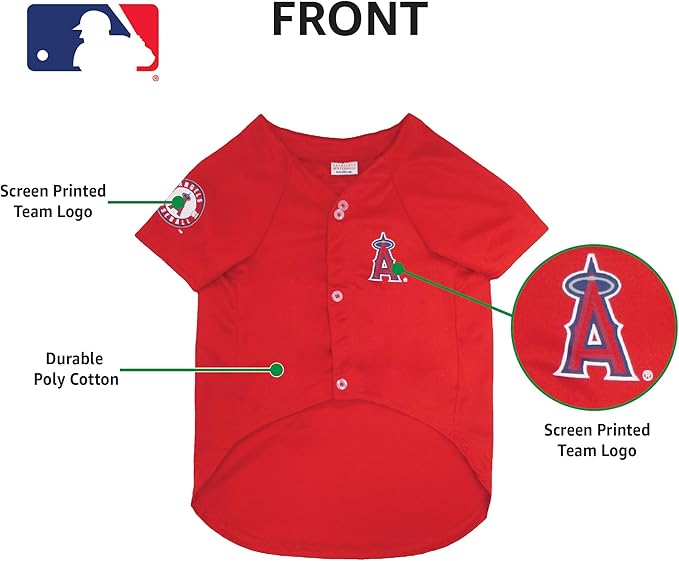 Official MLB Los Angeles Angels Pet Jersey for Dogs & Cats, Size Large - Stylish Baseball Jersey for Your Furry Fan- Show Off Team Spirit with The Perfect Fan Apparel Gear for Pet, Dog & Cat