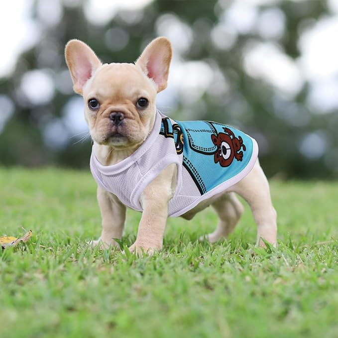Dog Clothes for Small Dogs XXS Dog Shirts with Cute Patterns, Summer Mesh Pet T-Shirts, Stretchy Puppy Clothes for Small Size & Medium Sized Dogs Like Chihuahua Bulldogs Girls Boys