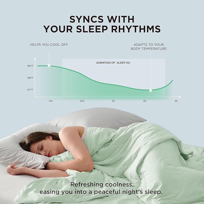 Bedsure Cooling Blankets for Hot Sleepers - Cooling Comforter, Cold Summer Blanket King Size for Bed, Ice Breathable and Lightweight Gift for Night Sweats, Light Green, 104x90 Inches