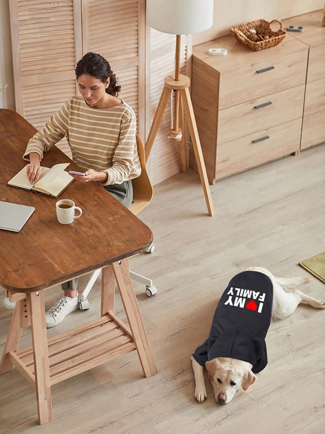 GreenJoy Dog Sweater Dog Hoodie Cold Weather Coat Hooded Sweatshirt for Puppies,Cats, Small Medium Large Dogs (Black(Family), Large)