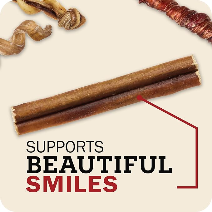 Redbarn Pet Products 7" Braided Bully Sticks for Dogs - Natural, Grain-Free, Highly Palatable, Long-Lasting Dental Chews Sourced from Free-Range, Grass-Fed Cattle, 3-Count, Pack of 12
