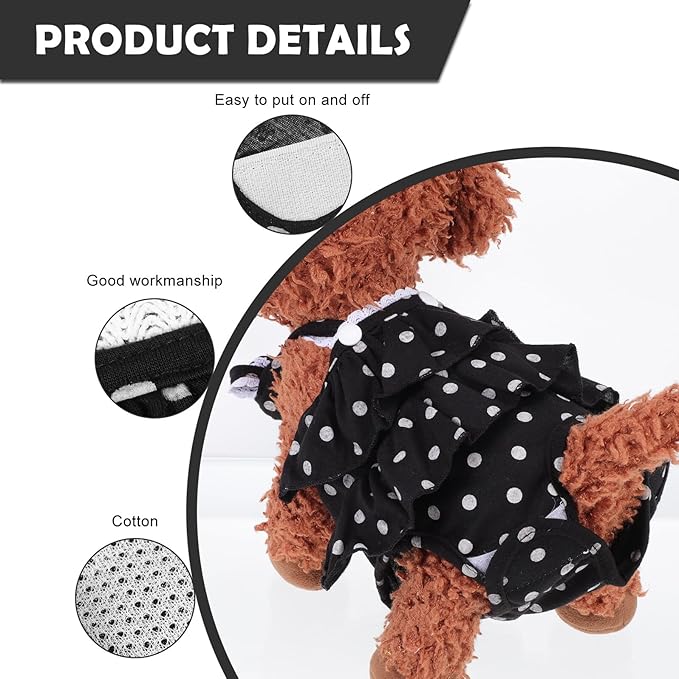 Pet Dog Diaper Physiological Pants with Suspenders, Dark Color M Size, Breathable Female Dog Menstruation Underwear for Heat Cycle, Puppy Sanitary Pet Accessories