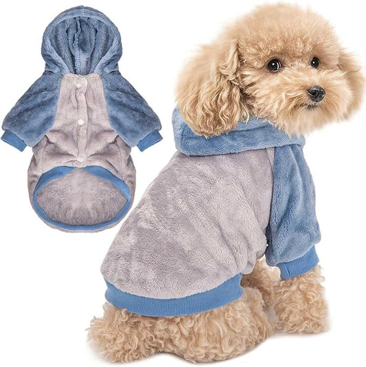 FabriCastle Dog Hoodie Sweater for Small Dogs Boy and Girl, Dog Clothes S XS XXS Puppy Sweatshirt, Pet Outfit, Cat Clothing Super Soft Warm Snap On Closure (Lightgrey-Blue, XX-Small)
