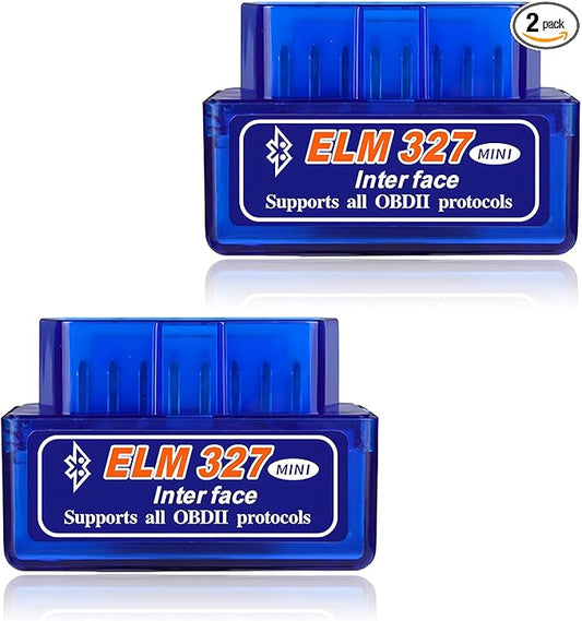 2 PCS ELM327 OBDⅡ Car Auto Diagnostic Scanner, Professional OBD2 Bluetooth Scan Tool Engine Failure Detector, Wireless Interface Mini ELM327 Fault Code Reader for Android Windows