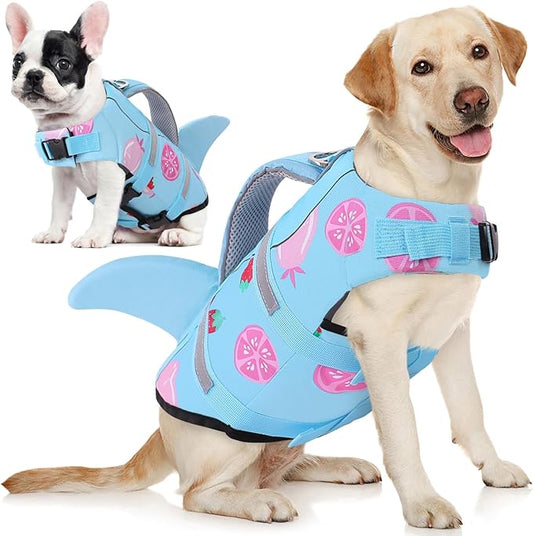 AOFITEE Dog Life Jacket, Dog Life Vest for Swimming, Reflective Puppy Safety Vest with Superior Buoyancy and Rescue Handle, Adjustable Dogs Swimsuit Float Coat for Small Dogs, Fruits XS