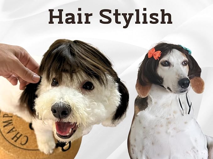DS. DISTINCTIVE STYLE Dog Wig for Small and Medium Breeds Trimmable Pet Costume Accessories Cat Cosplay Prop for Halloween, Christmas and Dress Parties, Black