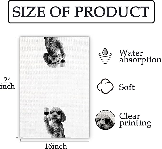 Goldendoodle Gifts Wine Kitchen Towels, Gifts for Golden Doodle Dog Wine Lovers Decorative Hand Dish Towel for Kitchen Home Bar, Funny Golden Doodle WineLover Home Bars Kitchen Decor(16x24inch)