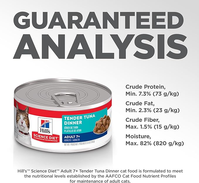 Hill's Science Diet Adult 7+ Wet Cat Food, Tuna Stew, 5.5 oz. Cans, 24-Pack