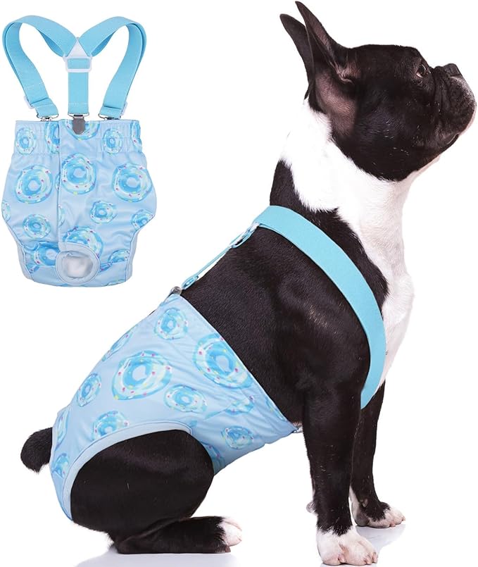 Reusable Female Dog Diapers with Suspender, Washable Dog Period Panties, Highly Absorbent Female Dogs Diapers for Heat Incontinence, Large