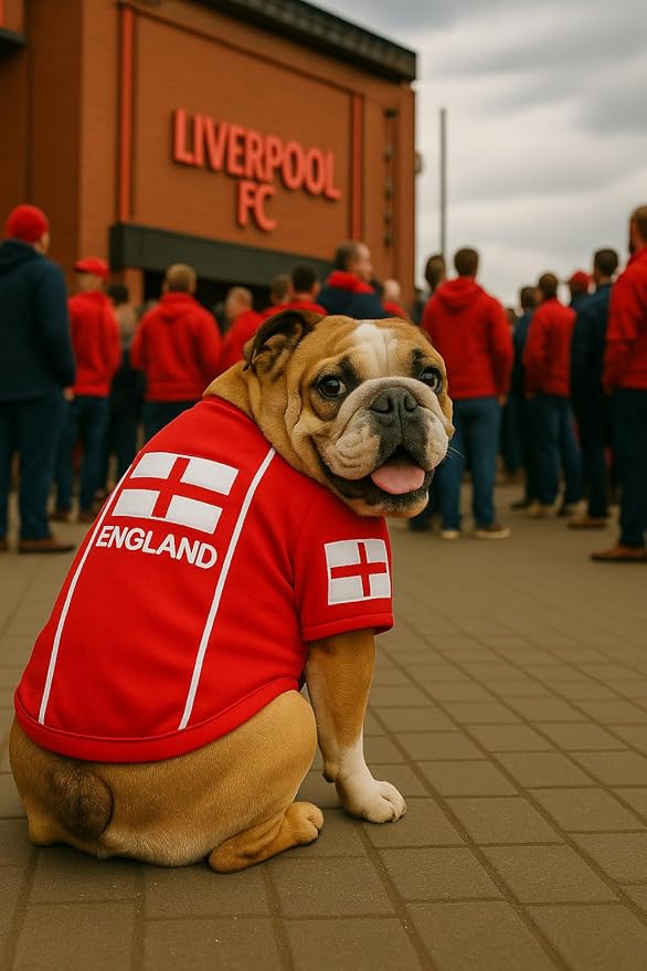 Parisian Pet Team England Dog Jersey - Breathable Mesh Puppy Football Jersey - Lightweight Stretch Sporty Dog Clothes - Summer Shirts for Large Dogs - Soccer Jersey for Dogs - Sportswear Pet Clothes