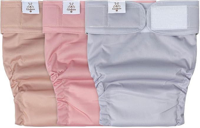 CuteBone Washable Dog Diapers Female No Tail Hole 3 Pack Reusable Doggie Period Training Pants for Docked-Tail Frenchie French Bulldog Boston Terrier Without Tail WWD07S