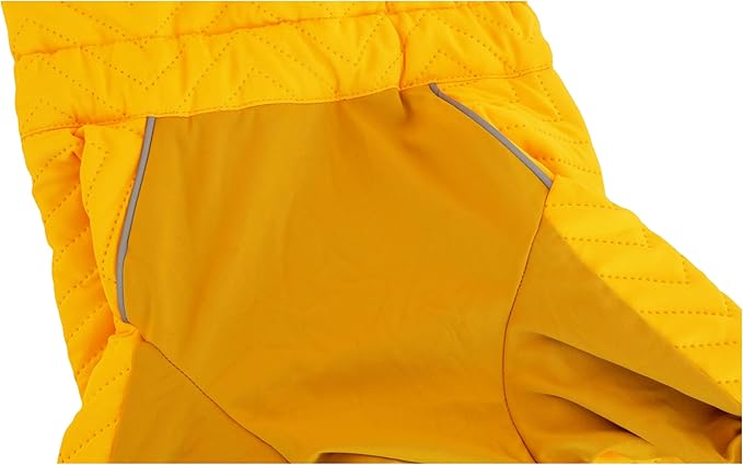 Warm Dog Coat Double Layers Dog Vest, 4 Legs Covered Windproof Waterproof Reflective, Yellow S, M, L