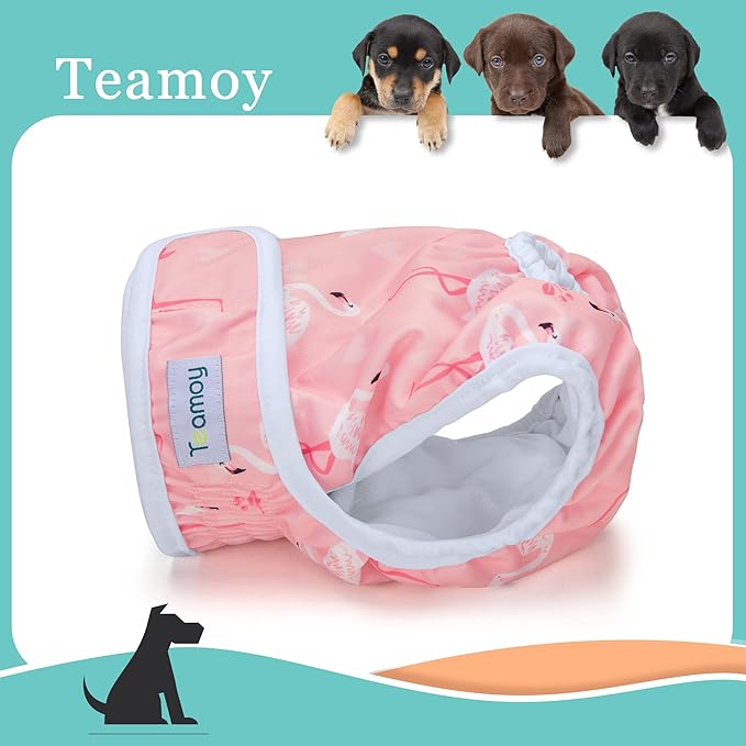 Teamoy Female Dog Diapers for Heat 4-Pack, Reusable Dog Period Diaper Wraps for Incontinence, Training & Housebreaking,XL