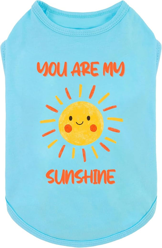 Fitwarm You are My Sunshine Dog Shirt, Tropical Summer Clothes for Small Dogs Boy Girl, Funny Pet Outfit, Blue, Yellow, XS