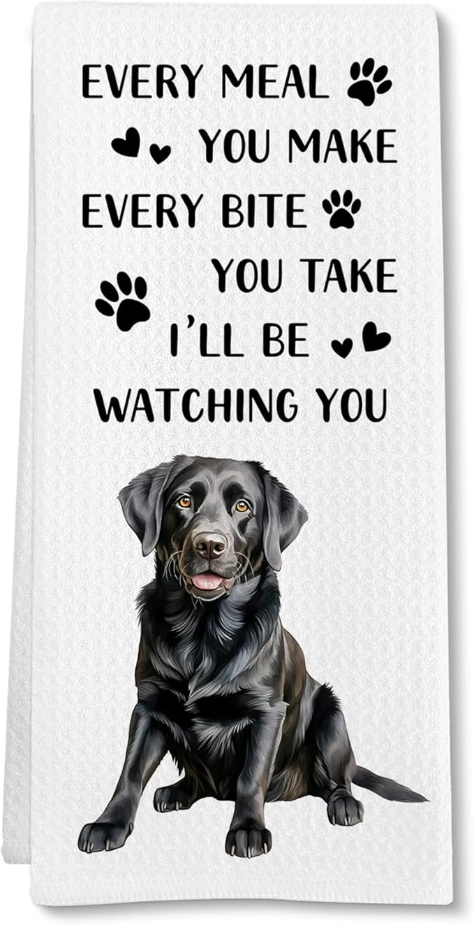 Black Lab Gifts Dog Kitchen Towels, Labrador Retriever Gifts Hand Towel, Funny Every Meal You Make Decorative Tea Dish Towels for Kitchens, Black Labrador Retriever Dog Kitchen Decor, 16x24in