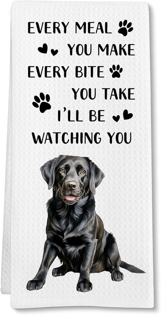 Black Lab Gifts Dog Kitchen Towels, Labrador Retriever Gifts Hand Towel, Funny Every Meal You Make Decorative Tea Dish Towels for Kitchens, Black Labrador Retriever Dog Kitchen Decor, 16x24in