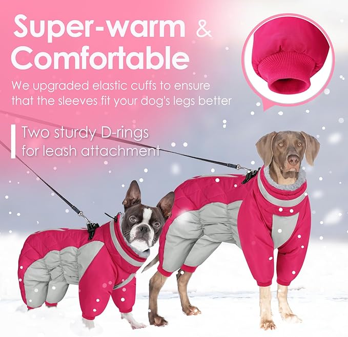AOFITEE Dog Coat Warm Dog Puffer Jacket for Winter, Windproof Dogs Coat with Harness Built in, Reflective Turtleneck Dogs Winter Jacket Snowsuit, Full Body Fleece Coats for Small Medium Large Pet
