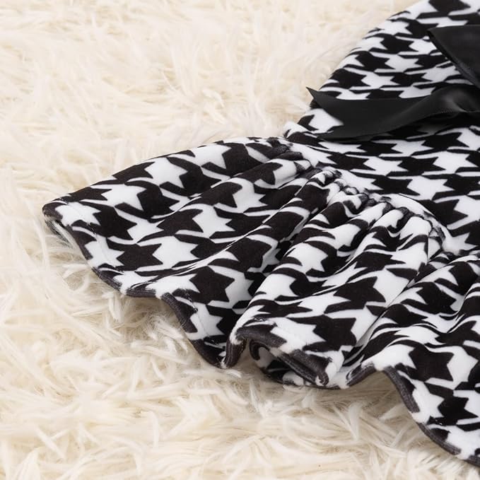 CuteBone Turtleneck Dog Velvet Dress Puppy Skirt Costume Pet Clothes Cat Apparel with Bow Hair Rope for Small Dogs CVD04L