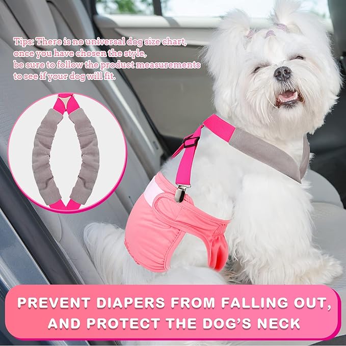 Saintrygo 2 Pcs Dog Suspenders for Diapers Female Male Belly Bands Canine Harness Keep Diaper on Your Pet for Small Medium and Large Dogs(Black, Pink,Small)
