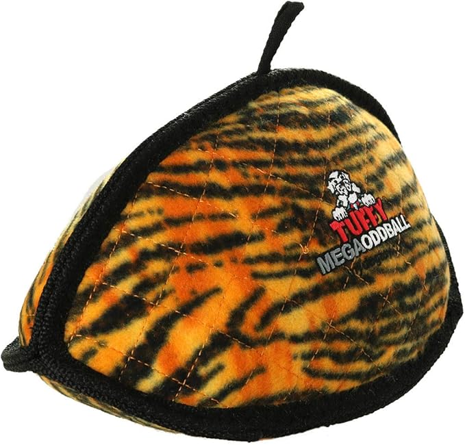 TUFFY - World's Tuffest Soft Dog Toy - MEGA -Multiple Layers. Made Durable, Strong & Tough. Interactive Play (Tug, Toss & Fetch). Machine Washable & Floats (Odd Ball Tiger, Large 2 Pack)