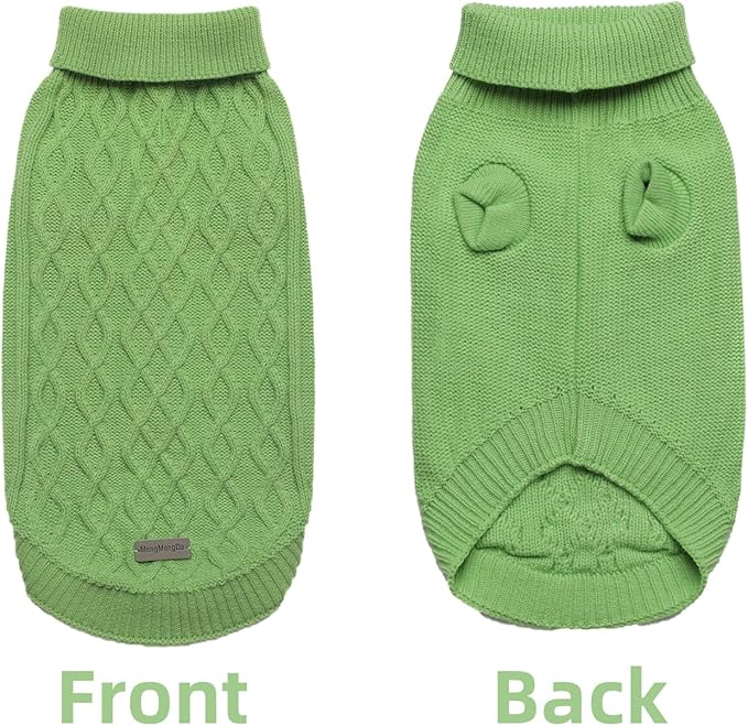 Dog Pullover Sweater, Warm Dog Clothes for Chihuahua, Bulldog, Dachshund, Pug, Yorkie, Dog Outfits for Small Dogs Medium Dogs (Green L)