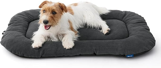 Bedsure Washable Dog Crate Pad for Medium Dogs, Anti-Slip Puppy Kennel Dog Bed for Crate - Ultra Soft Fleece Flat Thin Pet Mat (Not Chew Proof), Grey 29"x18"