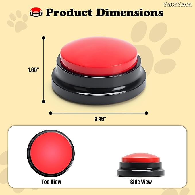 Recordable Button, 1Pcs Red Talking Button for Dogs, 30 Second Record Buttons for Dogs to Communicate, Pets Training