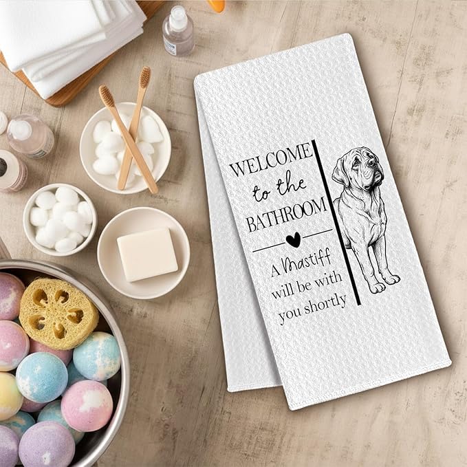 Mastiff Gifts Bathroom Hand Towels, Mastiff Dog Owner Lovers Gifts for Women, Funny Dog Decorative Hand Towel for Bathroom Kitchen Decor, 16x24 Inch