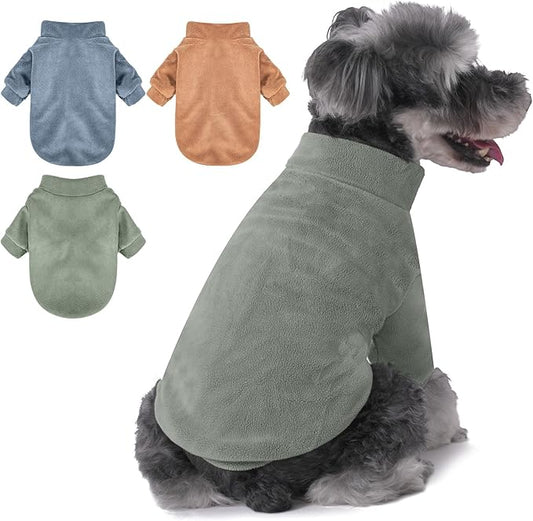 Dog Sweater, 3 Pack Dog Sweaters for Small Dogs Girl Boy, Ultra Soft Warm Puppy Clothes Dog Coat for Winter (Lt Blue+Olive+Brown, Small)