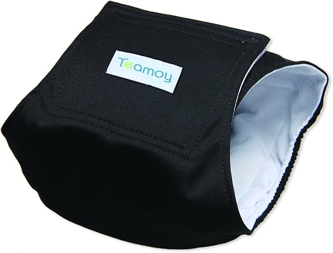 Teamoy 3 Pack Male Dog Diaper Wrap, Washable Puppy Belly Bands, Super-Absorbent and Comfortable(M,13"-16" Waist,Black)
