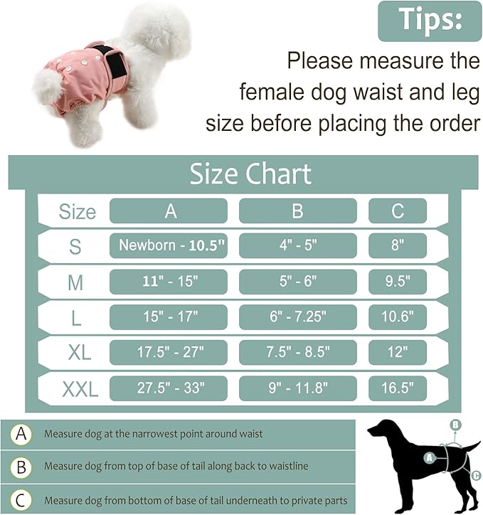 Washable Female Dog Diapers - Premium Reusable Diapers for Doggie in Heat - Highly Absorbent Dog Diapers Female for Pet Incontinence with Adjustable Snaps (Pink, XL)