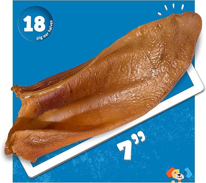 Jack&Pup Half Pig Ears for Dogs (18 Pack) - All Natural Single Ingredient Pigs Ears Halves - Premium Dog Ear Treat - Dog Chew Treats for Large and Small Breeds