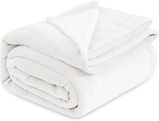 Bedsure GentleSoft Bedding Fleece Blanket for Girls and Boys - Soft Cozy Cute Small Throw Blankets for Travel, 43x55 Inches, White