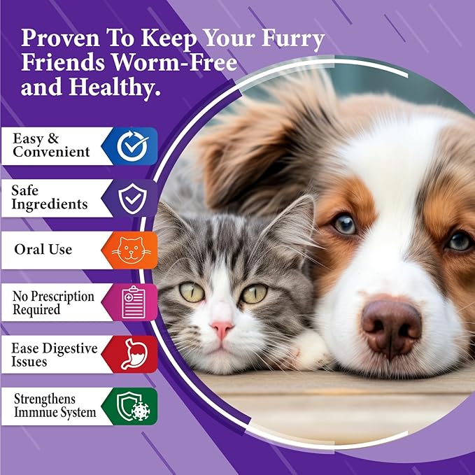 No More Tapeworms in Cats and Dogs- Dewormer for Cats and Dewormer for Dogs - Chicken Flavour 120 MLS with 3ml Dropper