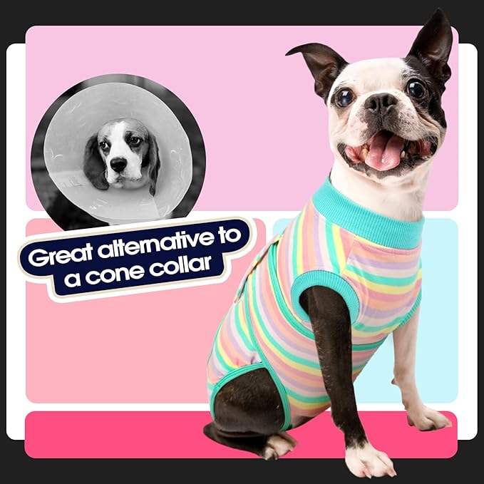 FUAMEY Recovery Suit,Soft Breathable Pet Bodysuit E-Collar & Cone Alternative Surgical Suit Puppy Wear, Anti Licking Wounds Doggie Onesie for Small Medium & Large Pets Dogs,cats,XXL(chest:32.3-39.3)