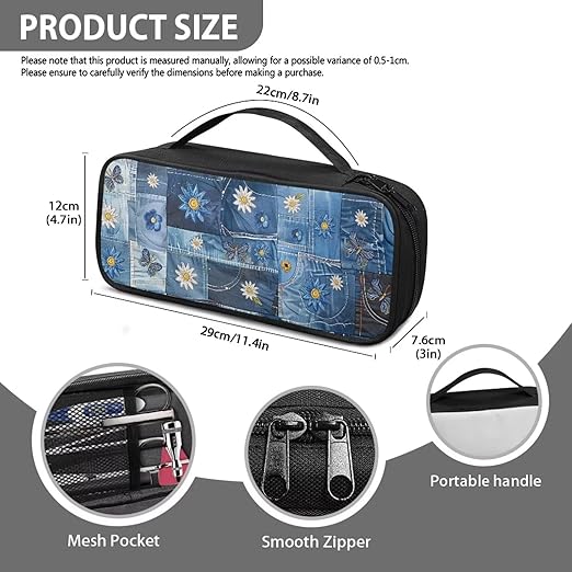 Gomyblomy Denim Daisy Stethoscope Case for Nurse and Doctors, Fit for Most Stethoscopes, Large Stethoscope Holder with Extra Room for Nurse Accessories for Nurses Doctors
