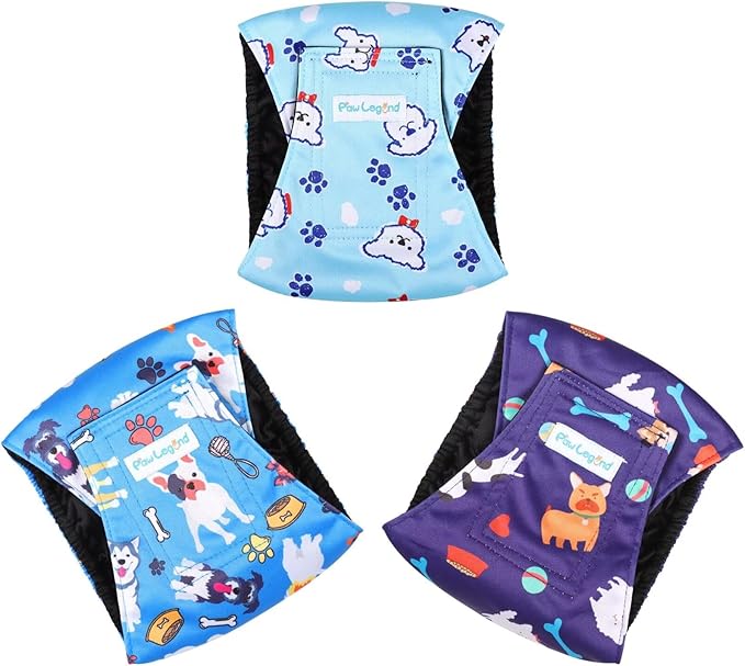 Paw Legend Washable Dogs Diapers Male Dog Belly Bands for Male Dogs Diapers Reusable Puppy & Doggie Diapers Male (3 Pack, XX-Large)